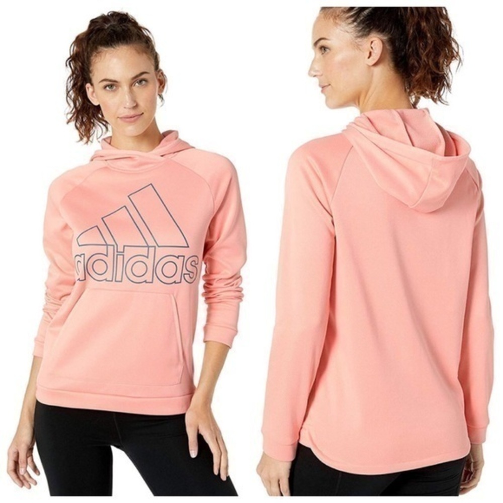 Adidas Glow Pink Tech Ink Athletics Team Issue Badge of Sport Hoodie size Large